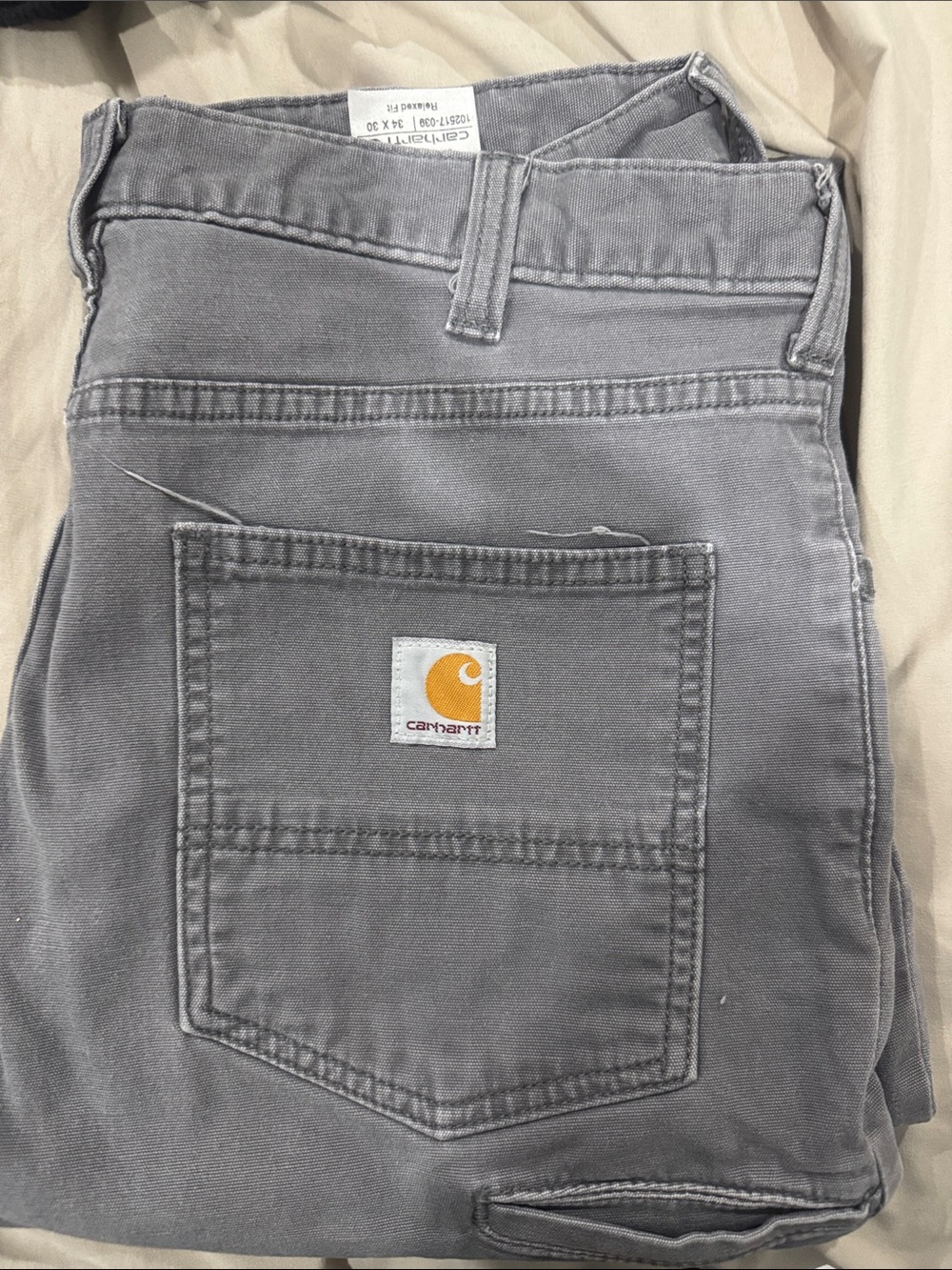 Carhartt Gray Carpenter Pocket Pants with Logo Patch